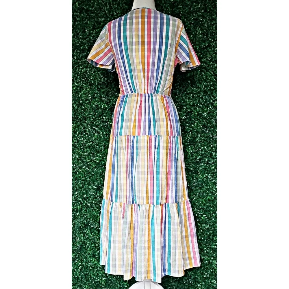 36. J. Crew Faux-wrap dress in rainbow gingham